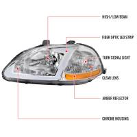 Spec'D Tuning Products - Spec-D 1996-1998 Honda Civic Coupe/Sedan LED Bar Factory Style Headlights (Chrome Housing/Clear Lens) - Image 4