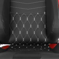 Spec'D Tuning Products - Spec-D Fully Reclinable Black & Red PVC Leather White Stitch Bucket Racing Seat w/ Sliders - Driver Side Only - Image 2