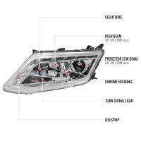 Spec'D Tuning Products - Spec-D 2010-2012 Ford Fusion Projector Headlights w/ LED Light Strip (Chrome Housing/Clear Lens) - Image 2