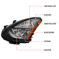 Spec'D Tuning Products - Spec-D 2008-2013 Nissan Rogue/ 2014-2015 Rogue Select Factory Style Headlights w/ Amber Reflectors (Matte Black Housing/Clear Lens) - Image 4