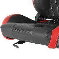 Spec'D Tuning Products - Spec-D Fully Reclinable Black & Red PVC Leather White Stitch Bucket Racing Seat w/ Sliders - Passenger Side Only - Image 3