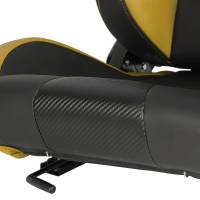 Spec'D Tuning Products - Spec-D Fully Reclinable Black & Yellow PVC Leather Carbon Fiber Style Bucket Racing Seat w/ Sliders - Passenger Side Only - Image 2