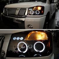 Spec'D Tuning Products - Spec-D 2004-2015 Nissan Titan/ 2004-2007 Armada Dual Halo Projector Headlights (Glossy Black Housing/Smoke Lens) - Image 5