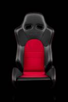 BRAUM Racing Advan Series Sport Seats - Black Leatherette with Red Fabric Insert - Pair