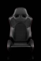 BRAUM Racing Advan Series Sport Seats - Black Leatherette (Red Stitching) - Pair