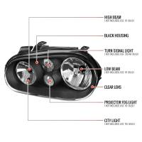 Spec'D Tuning Products - Spec-D 1999-2006 Volkswagen Golf Mk4 GTI/R32 Cabrio V2 Factory Style Headlights  (Matte Black Housing/Clear Lens) - Image 3