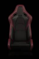 BRAUM RACING SEATS & MORE - BRAUM Racing Falcon-S Composite FRP Reclining Seats - Maroon W/ Black Stitching - Pair - Image 1