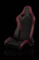 BRAUM RACING SEATS & MORE - BRAUM Racing Falcon-S Composite FRP Reclining Seats - Maroon W/ Black Stitching - Pair - Image 2