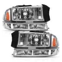 ANZO Headlights, Tail Lights and More  - ANZO 1997-2004 Dodge Dakota Crystal Headlight Set Chrome Amber - Image 1