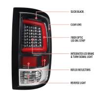 Spec'D Tuning Products - Spec-D 2009-2018 Dodge RAM Red C-Bar LED Tail Lights (Jet Black Housing/Clear Lens) - Image 6