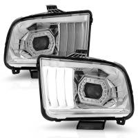 ANZO Headlights, Tail Lights and More  - ANZO 05-09 Ford Mustang (w/Factory Halogen HL Only) Projector Headlights w/Light Bar Chrome Housing - Image 2