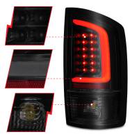 ANZO Headlights, Tail Lights and More  - ANZO 2002-2006 Dodge  Ram 1500 LED Tail Lights w/ Light Bar Black Housing Smoke Lens - Image 2