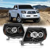 ANZO Headlights, Tail Lights and More  - ANZO 2005-2011 Toyota Tacoma Projector Headlights w/ Halo Black - Image 2