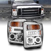 ANZO Headlights, Tail Lights and More  - ANZO 2008-2010 Ford F-250 Projector Headlights w/ Halo Chrome (CCFL) - Image 2