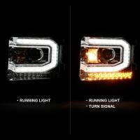 ANZO Headlights, Tail Lights and More  - ANZO 2016-2019 Gmc Sierra 1500 Projector Headlight Plank Style Chrome w/ Sequential Amber Signal - Image 2