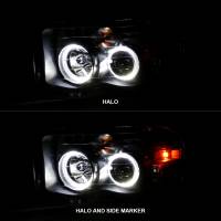 ANZO Headlights, Tail Lights and More  - ANZO 2002-2005 Dodge Ram 1500 Projector Headlights w/ Halo Black Clear Amber - Image 2