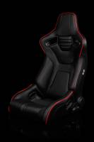 BRAUM RACING SEATS & MORE - BRAUM Racing Elite-R Series Sport Seats - Black Leatherette (Red Stitching / Red Piping) - Pair - Image 3