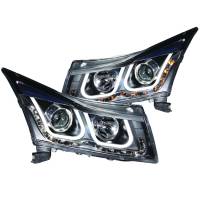 ANZO 2011-2015 Chevrolet Cruze Projector Headlights w/ U-Bar Black