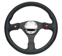 NRG Innovations Reinforced Steering Wheel (320mm) Blk Leather w/Dual Buttons