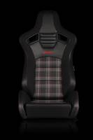 BRAUM RACING SEATS & MORE - BRAUM Racing Elite-S Series Sport Seats - Black & Red Plaid (Red Stitching) - Pair - Image 1