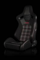 BRAUM RACING SEATS & MORE - BRAUM Racing Elite-S Series Sport Seats - Black & Red Plaid (Red Stitching) - Pair - Image 2