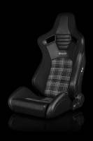 BRAUM RACING SEATS & MORE - BRAUM Racing Elite-S Series Sport Seats - Black & Grey Plaid (Grey Stitching) - Pair - Image 2