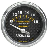 AutoMeter Carbon Fiber 52mm 8-18 Volt Electronic Volt meter