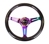 NRG Innovations - NRG Innovations Classic Wood Grain Steering Wheel (350mm) Black Sparkle/Galaxy Color w/Neochrome 3-Spoke - Image 1