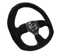 NRG Innovations - NRG Innovations Reinforced Steering Wheel (320mm Horizontal / 330mm Vertical) Suede w/Red Stitch - Image 2