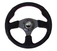 NRG Innovations Reinforced Steering Wheel (320mm) Suede w/Red Stitch