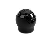 Momo Nero Shift Knob - Black Leather, Black Chrome Insert, with Reverse Lockout