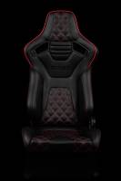 BRAUM RACING SEATS & MORE - BRAUM Racing Elite-X Series Sport Seats - Black Diamond (Double Red Stitching / Red Piping) - Pair - Image 1