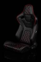 BRAUM RACING SEATS & MORE - BRAUM Racing Elite-X Series Sport Seats - Black Diamond (Double Red Stitching / Red Piping) - Pair - Image 2