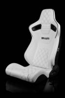 BRAUM RACING SEATS & MORE - BRAUM Racing Elite-X Series Sport Seats - White Leatherette Diamond Stitching ( Double White Stitching / Black Piping) - Pair - Image 2