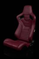 BRAUM RACING SEATS & MORE - BRAUM Racing Elite-X Series Sport Seats - Maroon Leatherette (Black Stitching) - Pair - Image 2