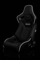 BRAUM RACING SEATS & MORE - BRAUM Racing Elite-R Series Sport Seats - Black Polo Cloth (Grey Stitching / White Piping) - Pair - Image 2