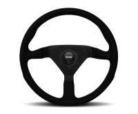 Momo Montecarlo Alcantara Steering Wheel 350 mm - Black/Black Stitch/Black Spokes