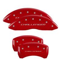 MGP Caliper Covers Red finish, Silver Challenger (Block) for 2011-2019 Dodge Challenger / 2011-2019 Dodge Charger