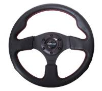 NRG Innovations Reinforced Steering Wheel (320mm) Leather w/Red Stitch