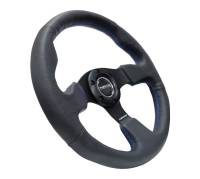 NRG Innovations - NRG Innovations Reinforced Steering Wheel (320mm) Black Leather w/Blue Stitching - Image 2