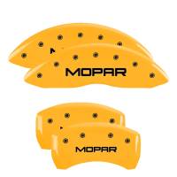 MGP Caliper Covers Yellow finish, Black MOPAR for 2011-2019 Dodge Challenger / 2011-2019 Dodge Charger