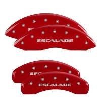 MGP Caliper Covers Red finish, Silver Escalade for 2007-2020 Cadillac Escalade / 2007-2020 Cadillac Escalade ESV / 2007-2013 Cadillac Escalade EXT