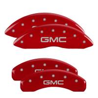 MGP Caliper Covers Red finish, Silver GMC for 2019-2020 GMC Sierra 1500