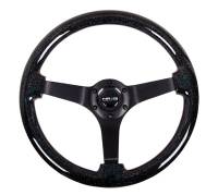 NRG Innovations Reinforced Steering Wheel (350mm / 3in Deep) Classic Blk Sparkle Wood Grain w/Blk 3-Spoke Center