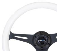 NRG Innovations - NRG Innovations Classic Wood Grain Steering Wheel (350mm) Glow-N-The-Dark Green Grip w/Black 3-Spoke Center - Image 2