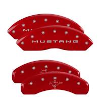 MGP Caliper Covers Red finish, Silver Mustang / Bar & Pony (2015) for 2015-2020 Ford Mustang