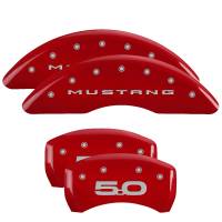 MGP Caliper Covers Red finish, Silver Mustang / 5.0 (2015) for 2015-2020 Ford Mustang