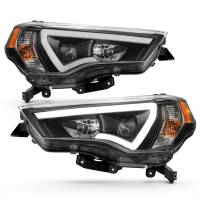 ANZO Headlights, Tail Lights and More  - ANZO 14-18 Toyota 4 Runner Plank Style Projector Headlights Black w/ Amber - Image 2