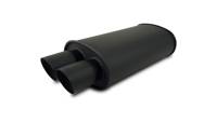 Vibrant Performance StreetPower FLAT BLACK Oval Muffler with Dual 3in Outlets - 2.5in inlet I.D.