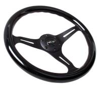 NRG Innovations - NRG Innovations Classic Wood Grain Steering Wheel (350mm) Black Paint Grip w/Black 3-Spoke Center - Image 3